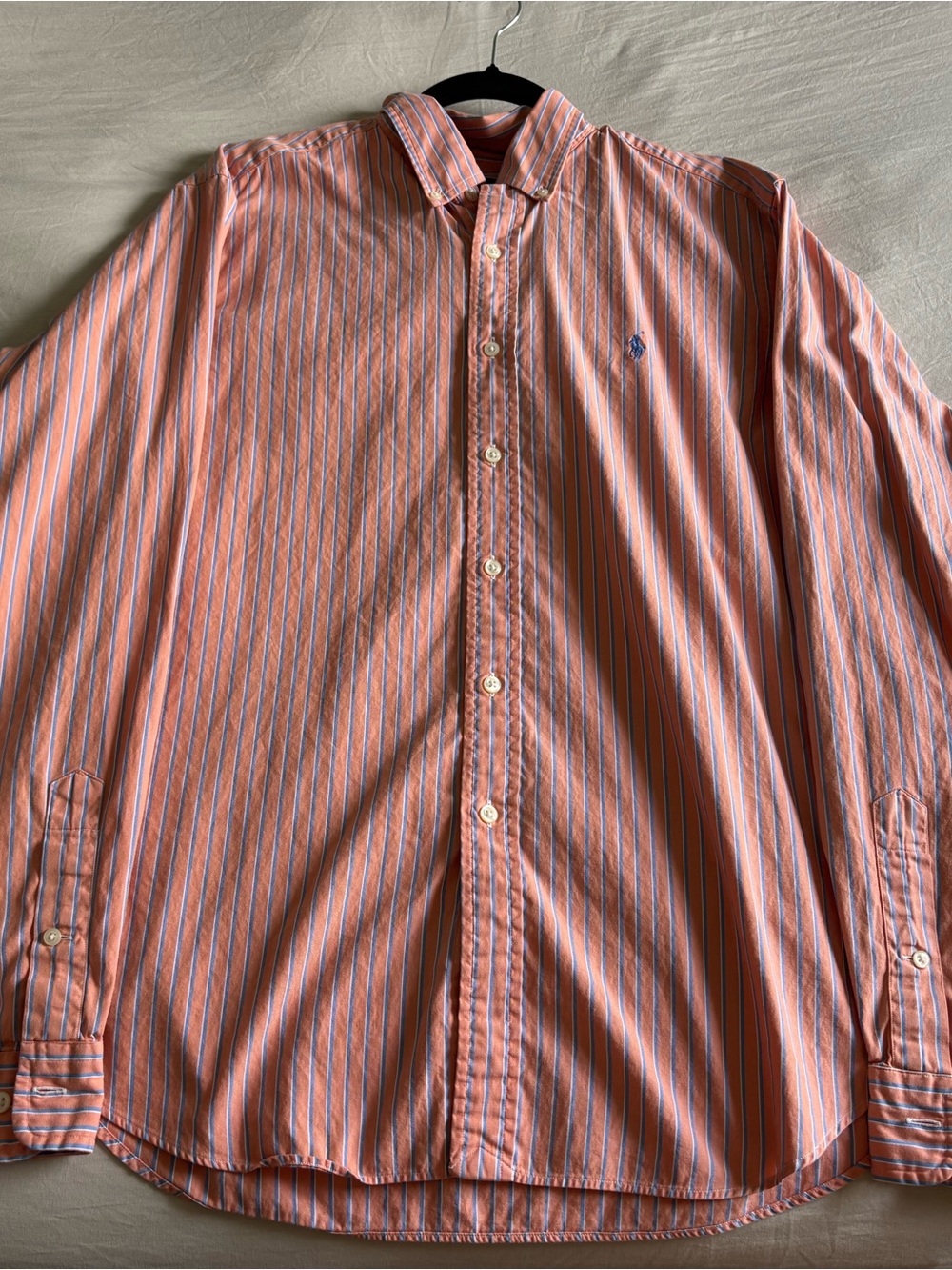 Ralph Lauren Men's Coral Pink Striped Button-Down Shirt